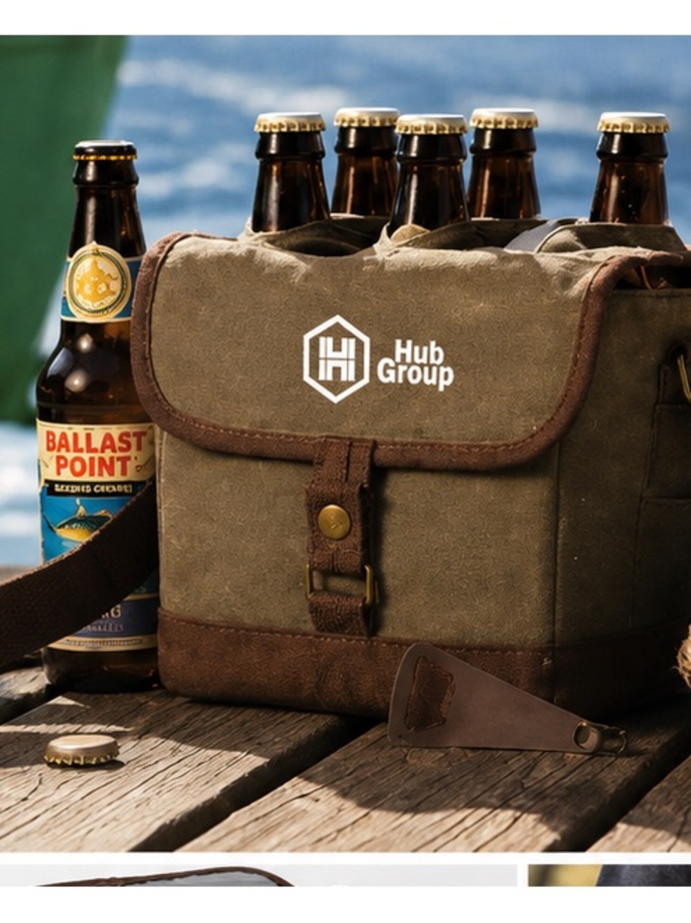 6-Pack Canvas Cooler Shoulder Bag w/ Bottle Opener